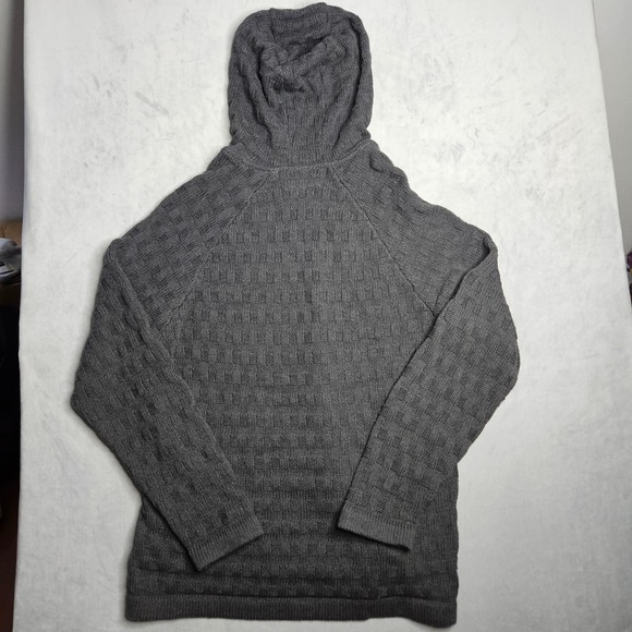 Carbon 2 Cobalt Hoodie Mens XL Gray Chunky Knit Textured Sweatshirt Drawstrings - Picture 2 of 9
